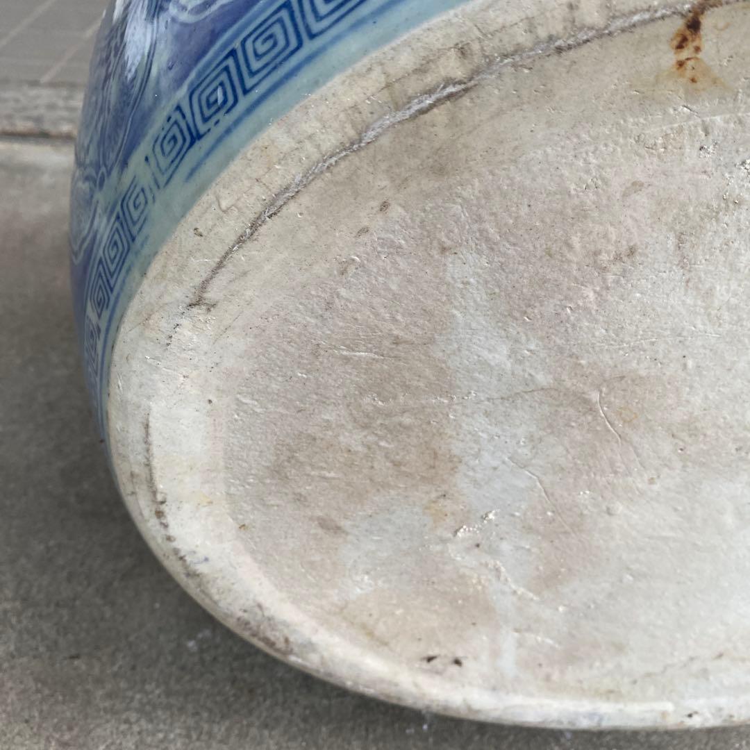 作名有り　染付草花文火鉢