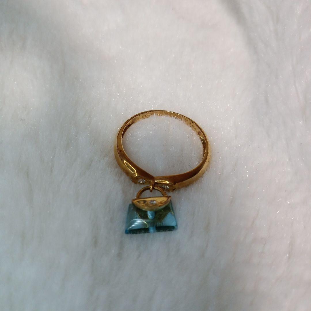 R*様 18Kリング ブルートパーズチャーム　バッグモチーフ