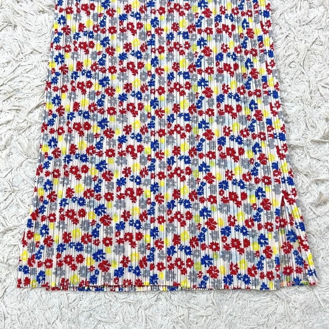 【美品】プリーツプリーズ スカート フラワープリント 小花柄 4 マルチカラー