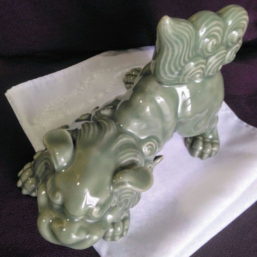 ☆青磁獅子☆鍋島青磁☆鍋島焼☆江戸時代