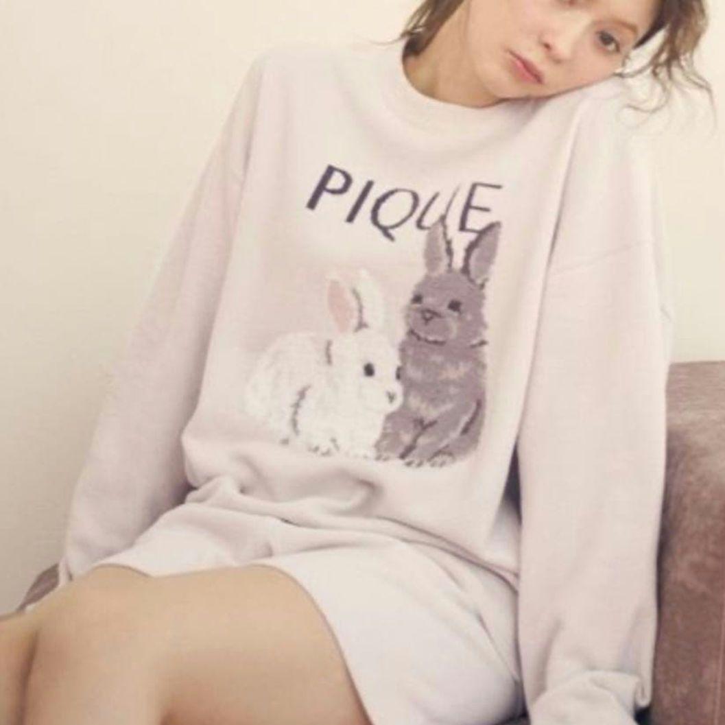 ジェラピケ　オンライン限定　ツインラビットジャガードプルオーバー