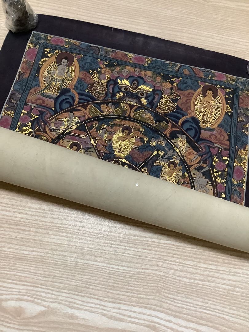 《 チベット密教　新品　1点物 》 手描き　曼荼羅　仏陀　六道輪廻　仏教　c1