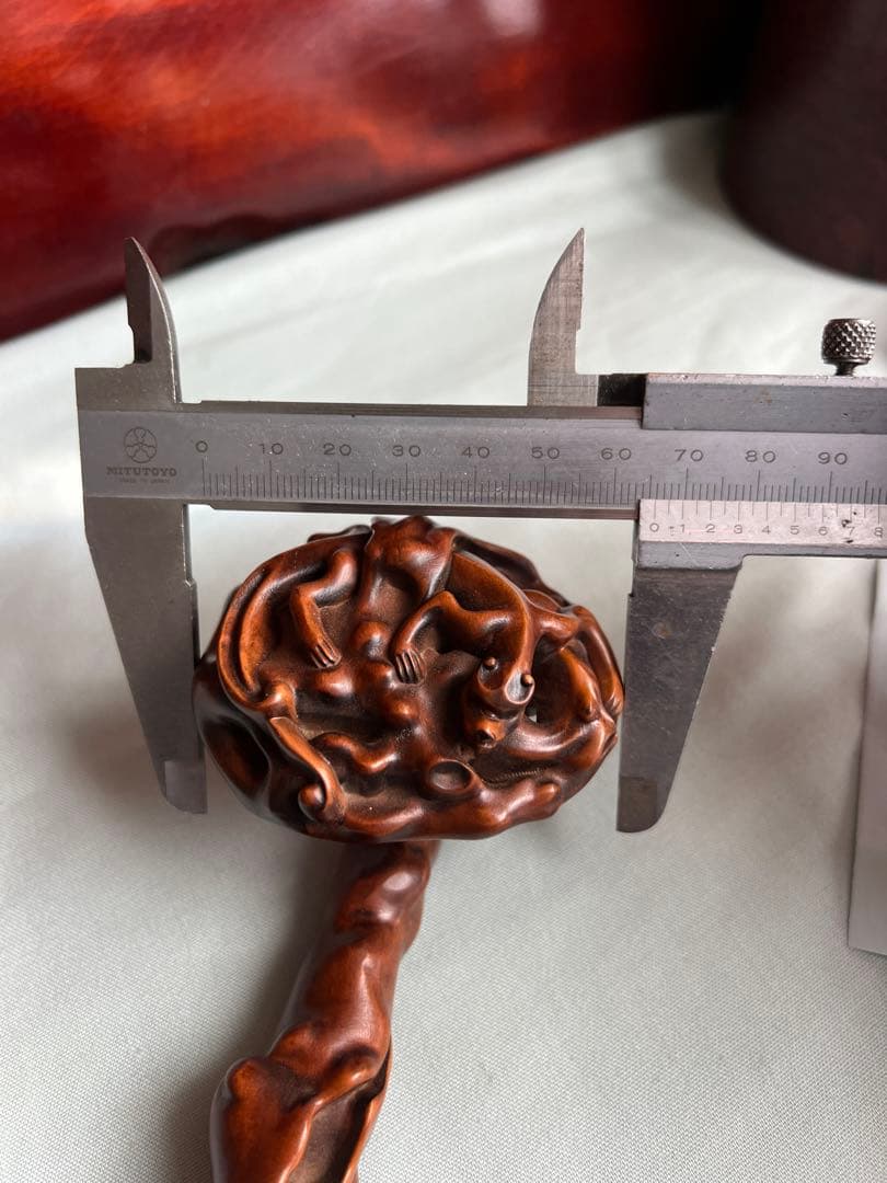 古美術 如意彫刻 木製 L-29cm