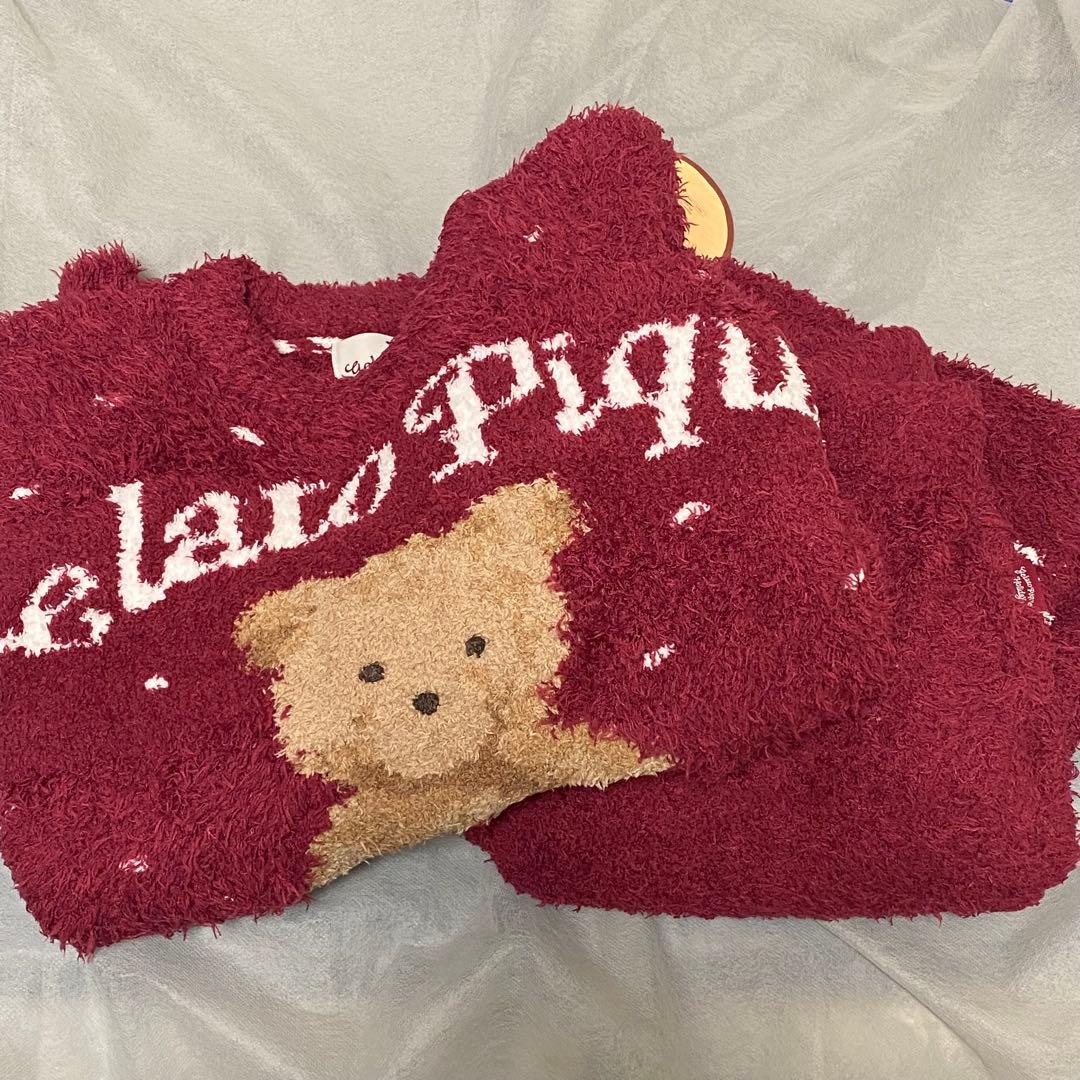 新品　HOLIDAY ベア　ジャガードプルオーバー　パンツ　赤　ジェラートピケ