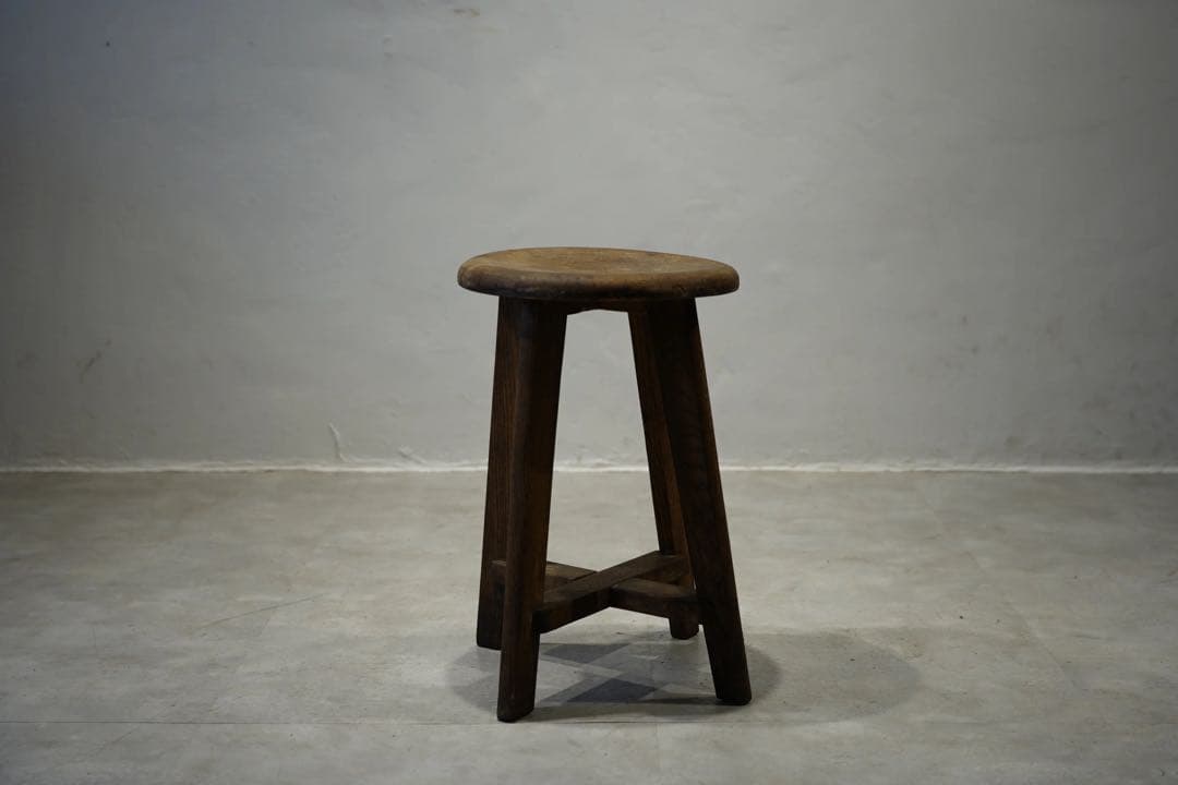 楢材　昭和初期　スツール　古木
