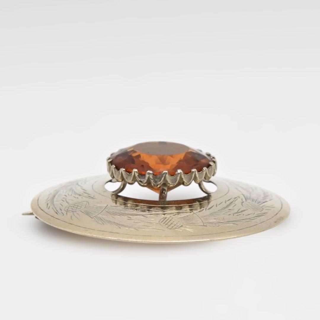 スコットランドのブローチ キルトの留め具 アザミ 水晶　s0917