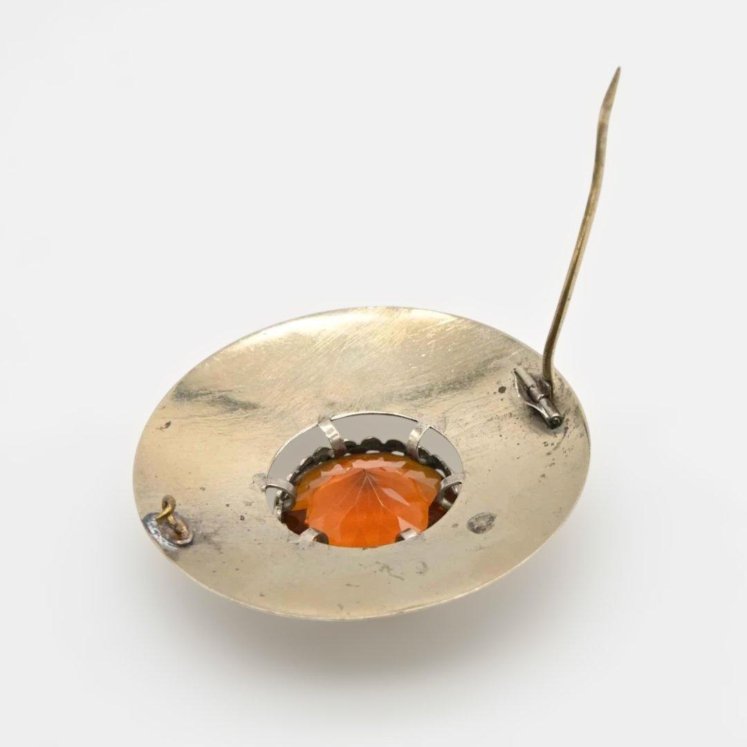 スコットランドのブローチ キルトの留め具 アザミ 水晶　s0917