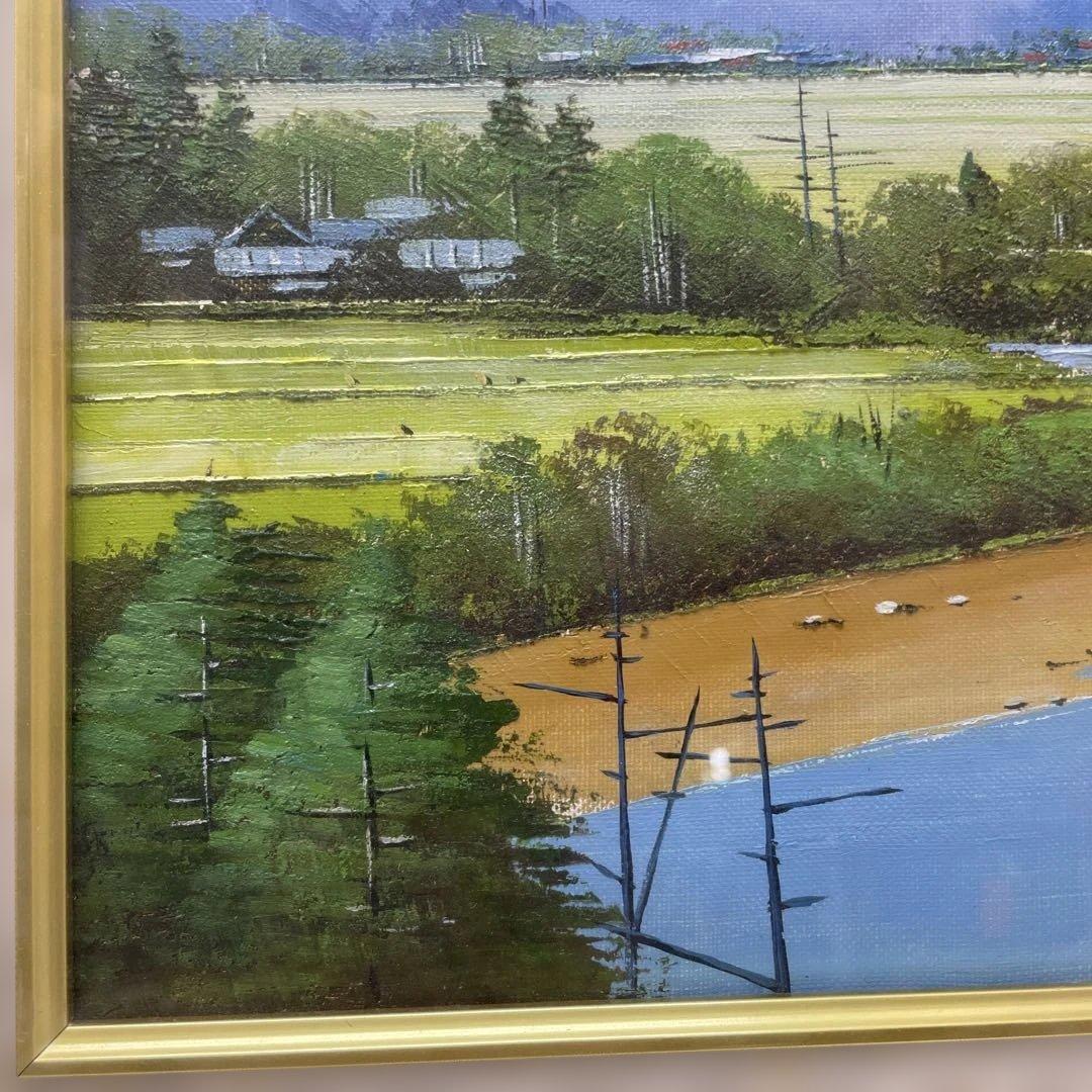 【浅間山麓の早春】木製額縁付き　【真作】絵画　辻京子　油彩８号　RE 7303