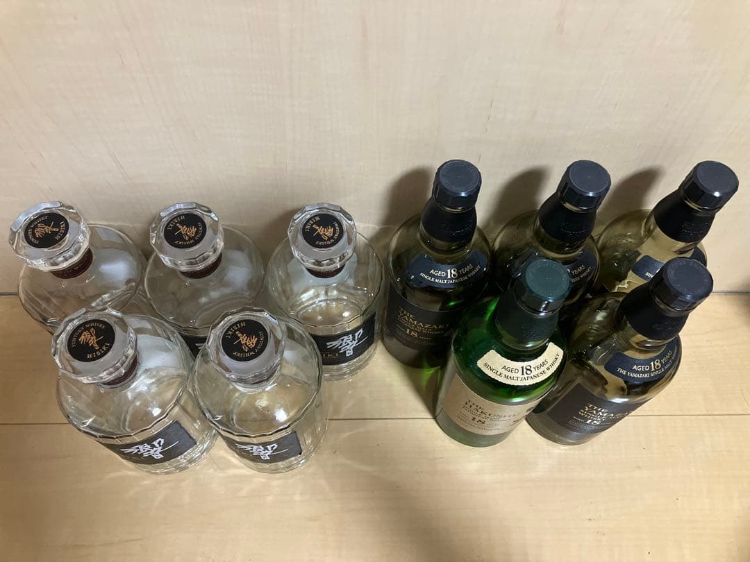 響21年：5本 山崎18年：4本 白州18年：1本　空瓶