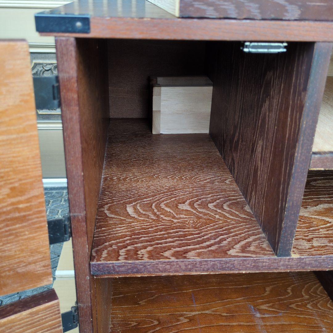 民芸家具調 からくり箪笥 隠し抽斗 ケヤキ/欅杢目 小箪笥