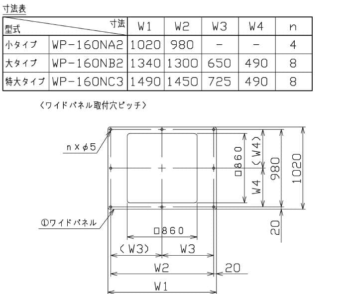 日立　特大ワイドパネル　（品番：WP-160NC3）