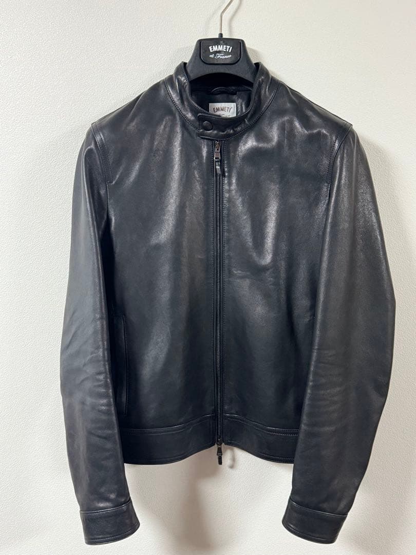 セール価格　EMMETI 46 ネイビー　JURI ライダースジャケット