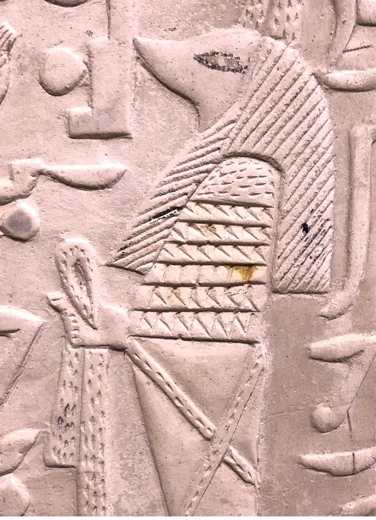 【 エジプト壁画彫刻 】　石灰岩断片　コレクター放出