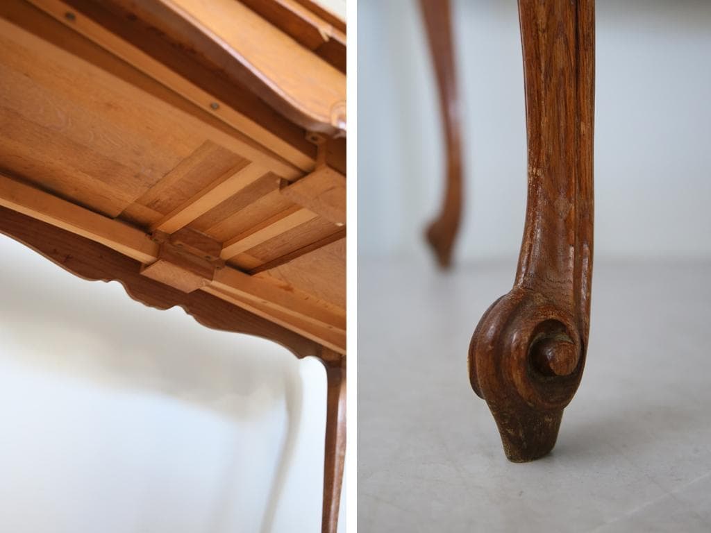 フランスアンティーク猫脚ダイニングテーブル/伸張式木製机/6人用(90-84)