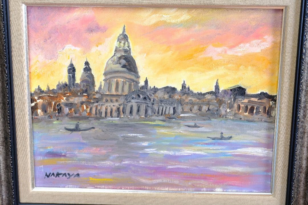 サンタ・マリア・デッラ・サルーテ聖堂　油絵　F6号　額縁付き