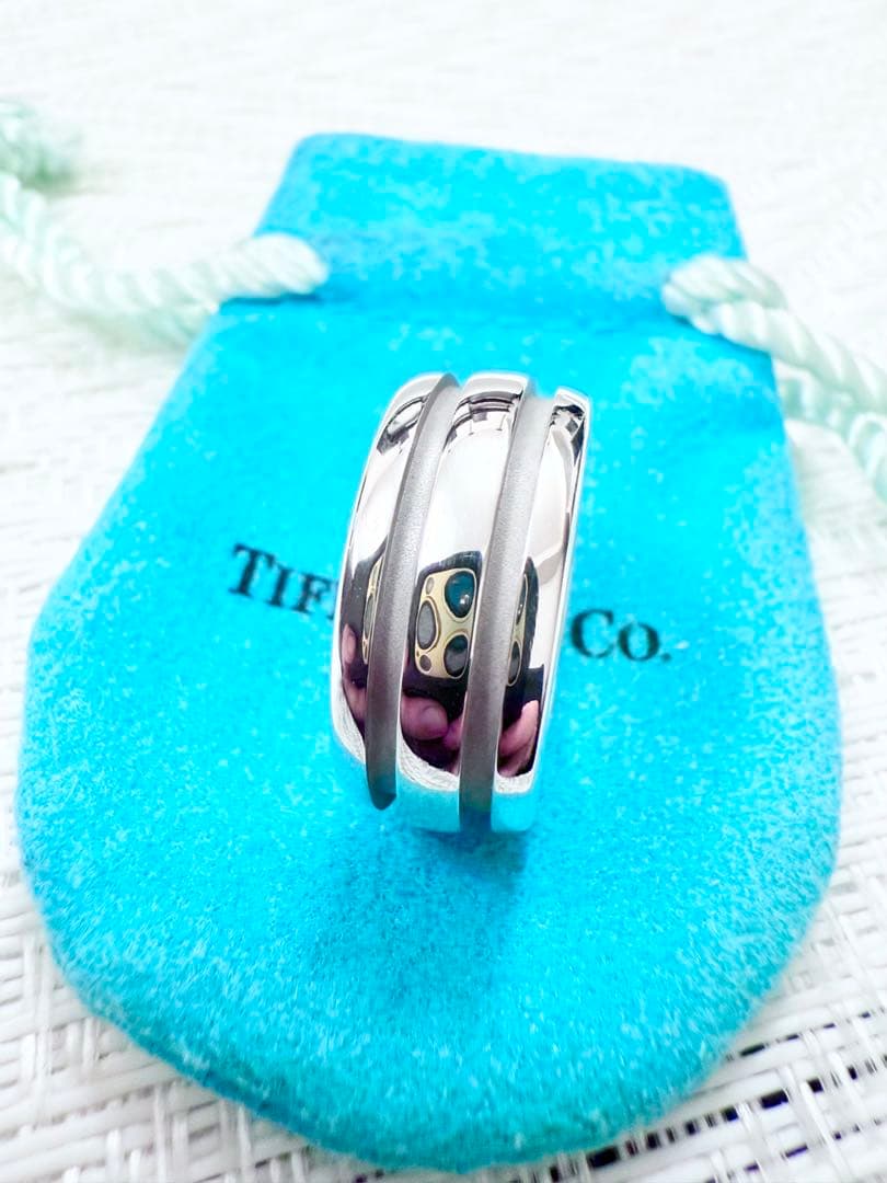 ティファニー　グルーブドリング　ダブルライン　リング　指輪　研磨済み　15号