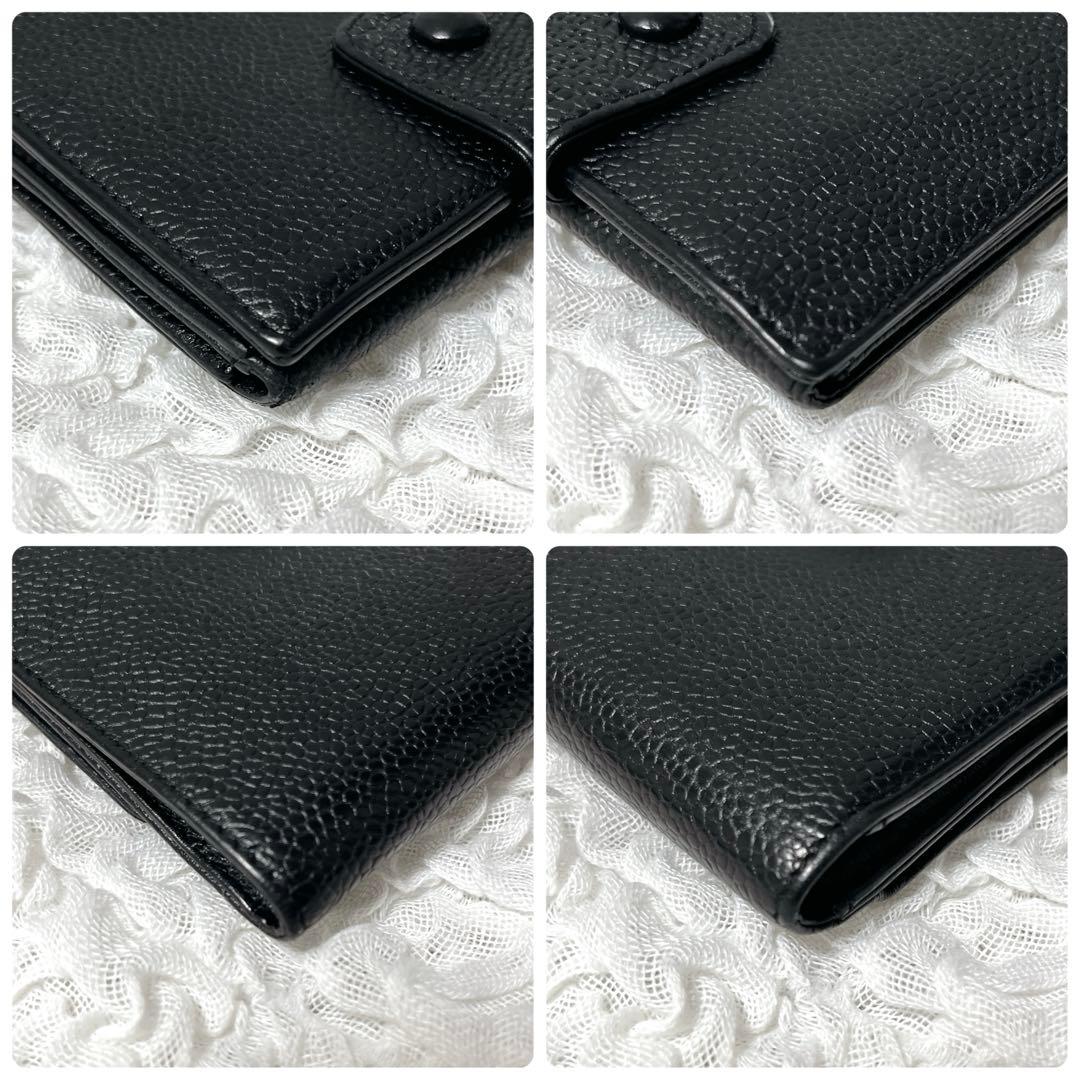 CHANEL ブラックレザー 二つ折り財布　キャビアスキン　ココマーク　本革