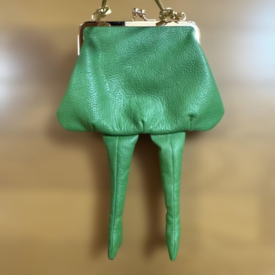 copi✖️あちゃちゅむ 陶器製 人形顔デザインの緑色がま口バッグ