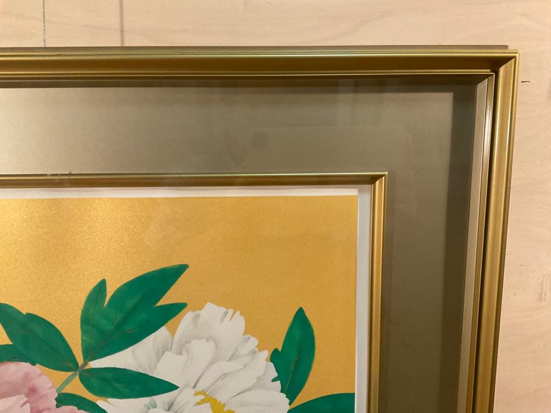 中島千波「富貴花」　リトグラフ　直筆サイン・落款・エディション・作品証明シール有