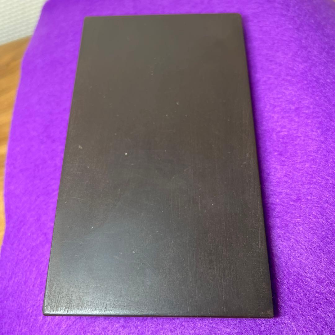 ⭕️赤間硯　植野玉泉堂　玉泉　笹竹葉彫刻石共蓋付き　手間あり入念　蓋付き大型硯