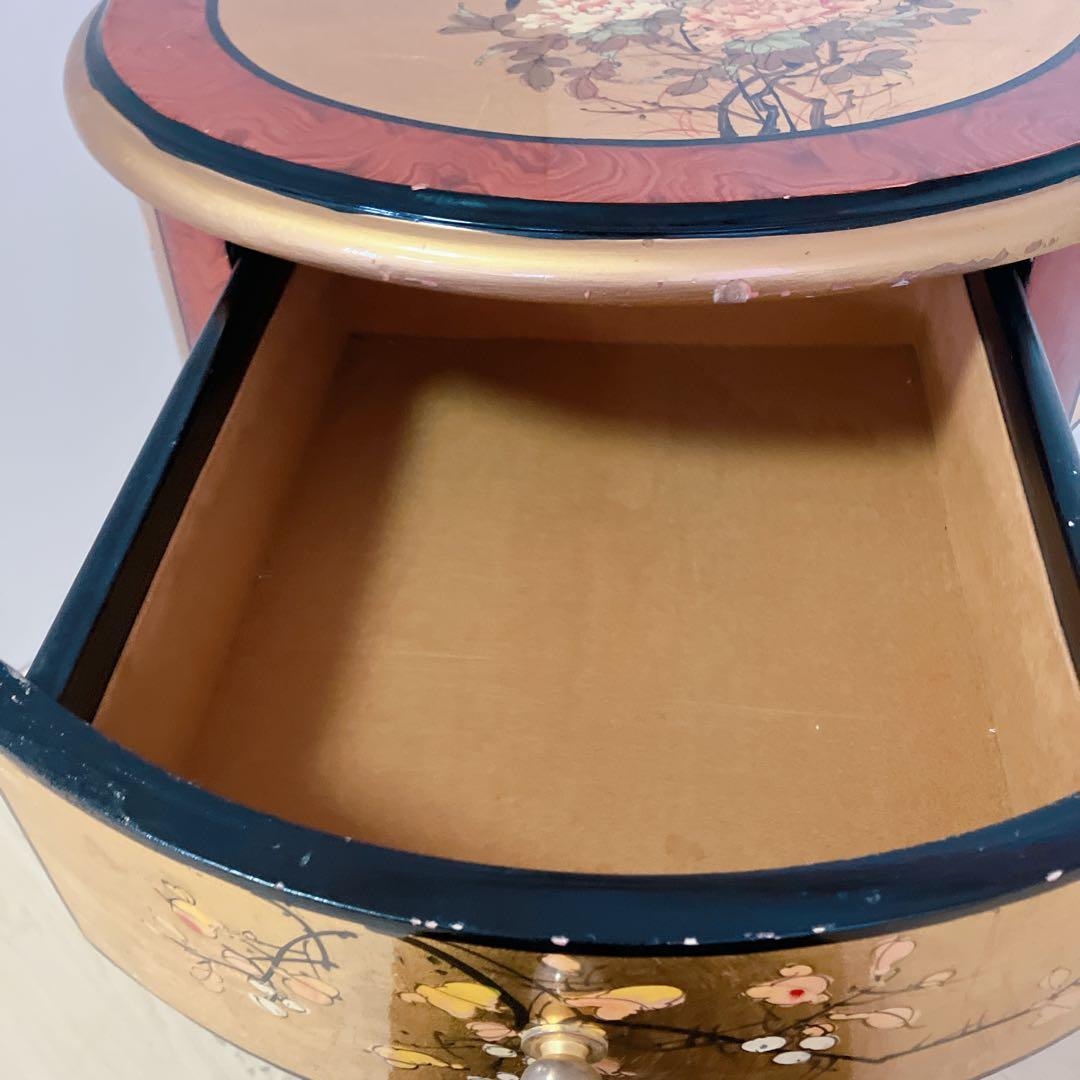 アンティーク調　ラウンドテーブル　サイドテーブル　李朝　和柄　丸テーブル