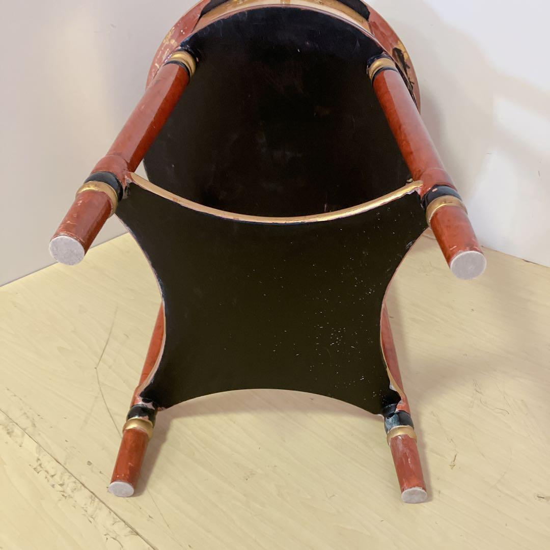 アンティーク調　ラウンドテーブル　サイドテーブル　李朝　和柄　丸テーブル