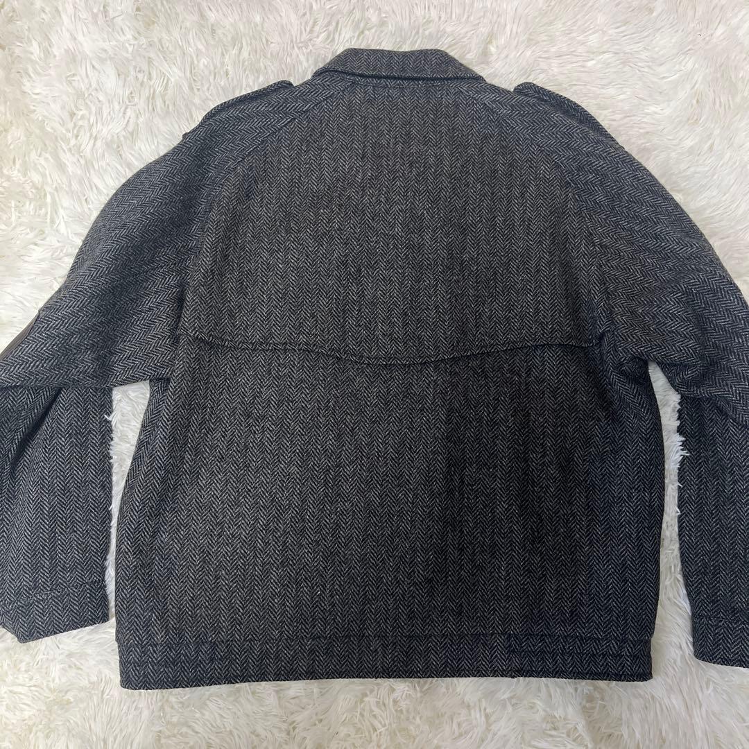 最高級✨90s バーバリー ツイードブルゾン レザー切替 L チンストラップ