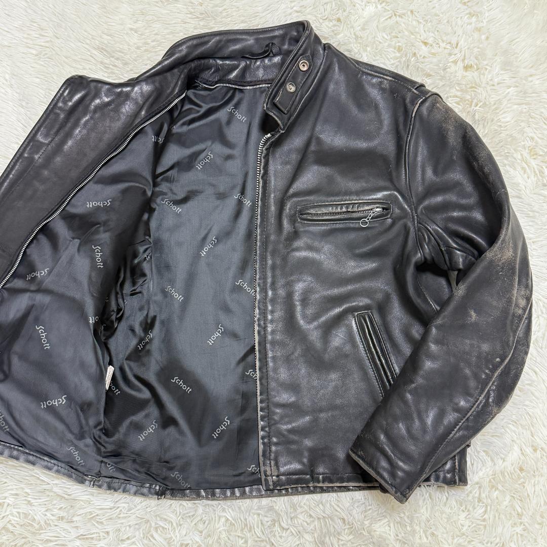 米国製42⭐️Schott ショット 641ST シングルライダース レザー 黒