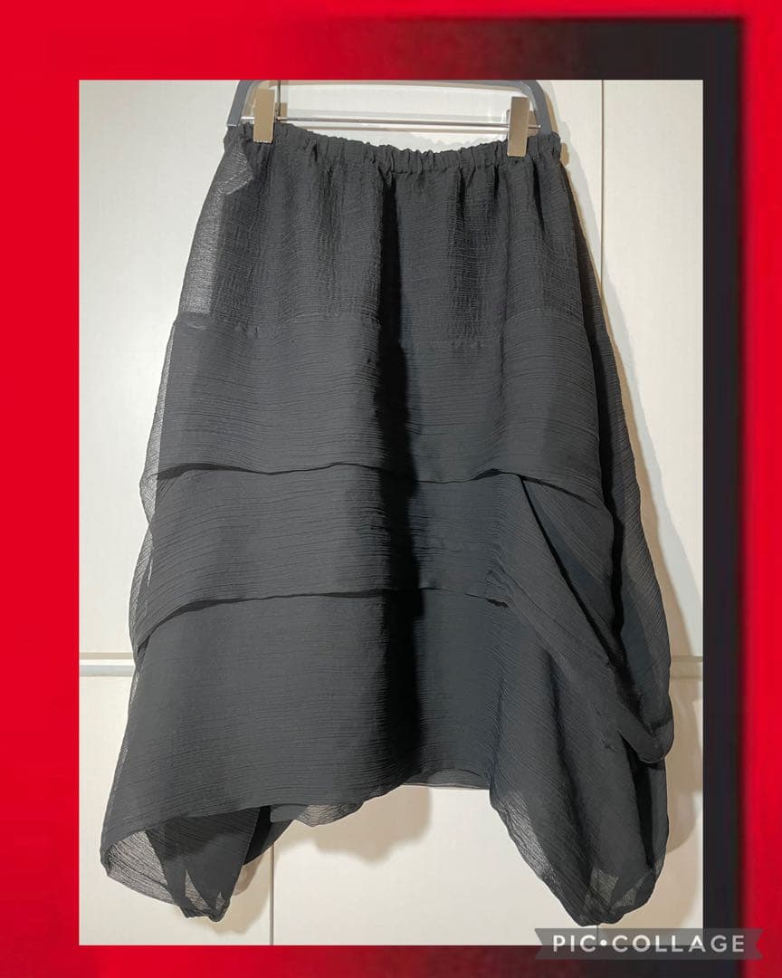 イッセイミヤケ 黒 ドレープスカート me by issay miyake