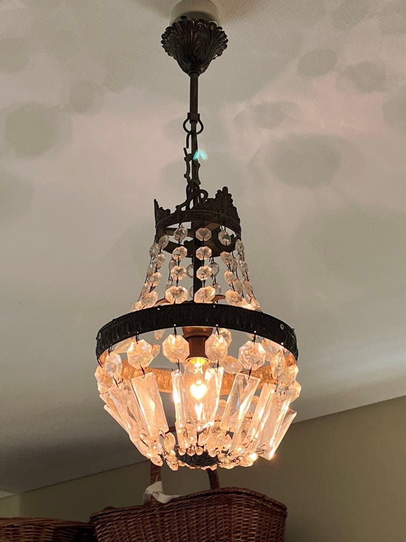 【美品】フランスアンティーク エンパイア型 装飾 1灯シャンデリア[3528]