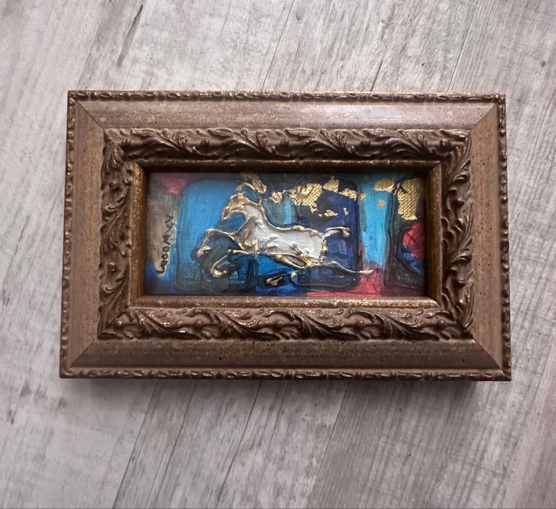 今年の干支　馬の絵 で有名な江源先生の油彩2003年制作木製フレーム