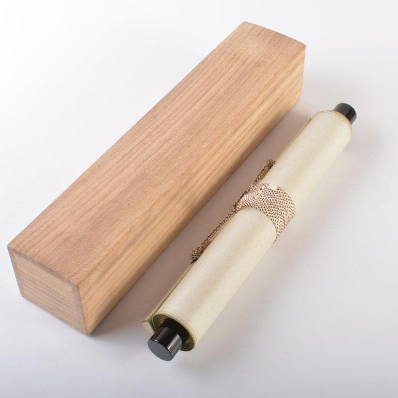 掛軸　前大徳　雪尾要道筆　「不住青霄裡」　布袋図　共箱　C　6863A