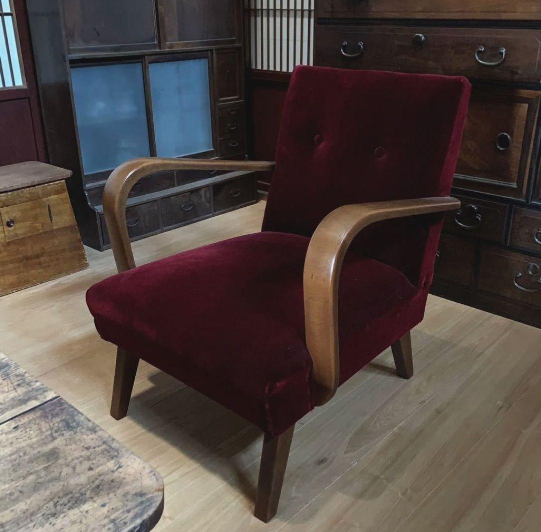 大正浪漫漂う1人がけアームチェア イージーチェア ソファ 楢 昭和レトロ 美品