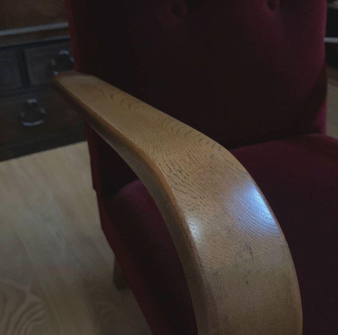 大正浪漫漂う1人がけアームチェア イージーチェア ソファ 楢 昭和レトロ 美品