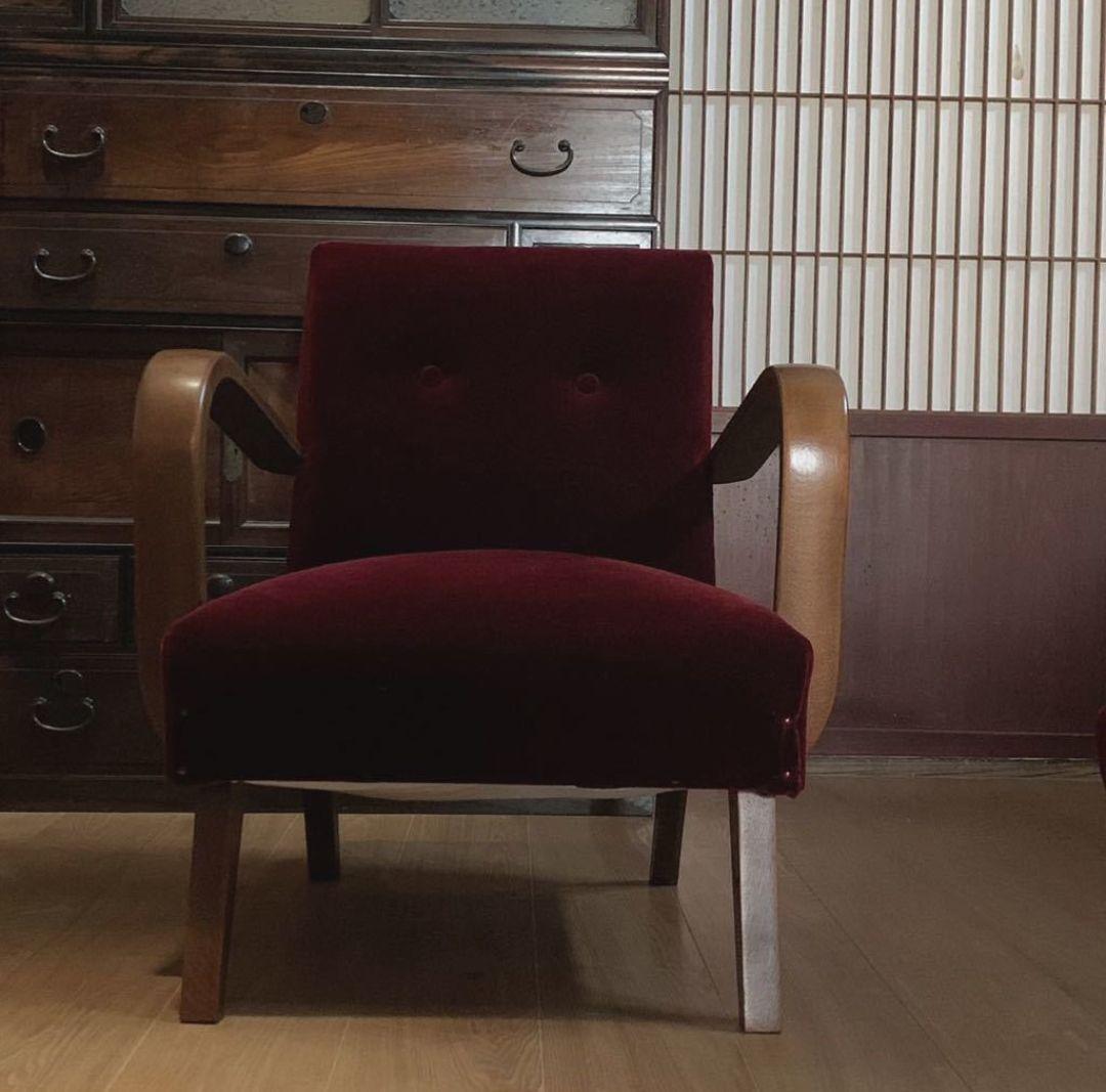 大正浪漫漂う1人がけアームチェア イージーチェア ソファ 楢 昭和レトロ 美品