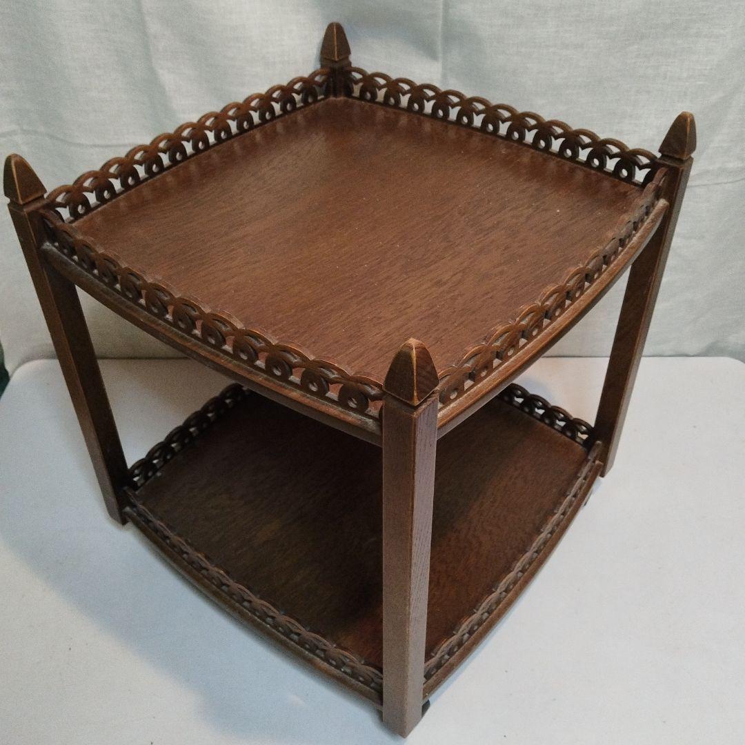 木製　移動式　多目的飾り棚　昭和中頃　民芸家具　横幅　奥行　大きめサイズ　花台