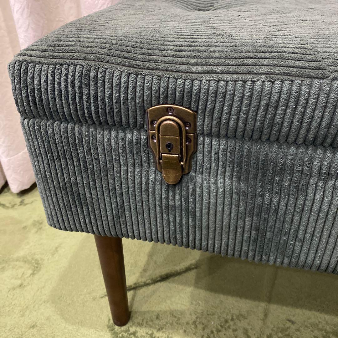 不二貿易 ベンチ トランク型 幅80cm ダークグリーン 収納 ベロア調