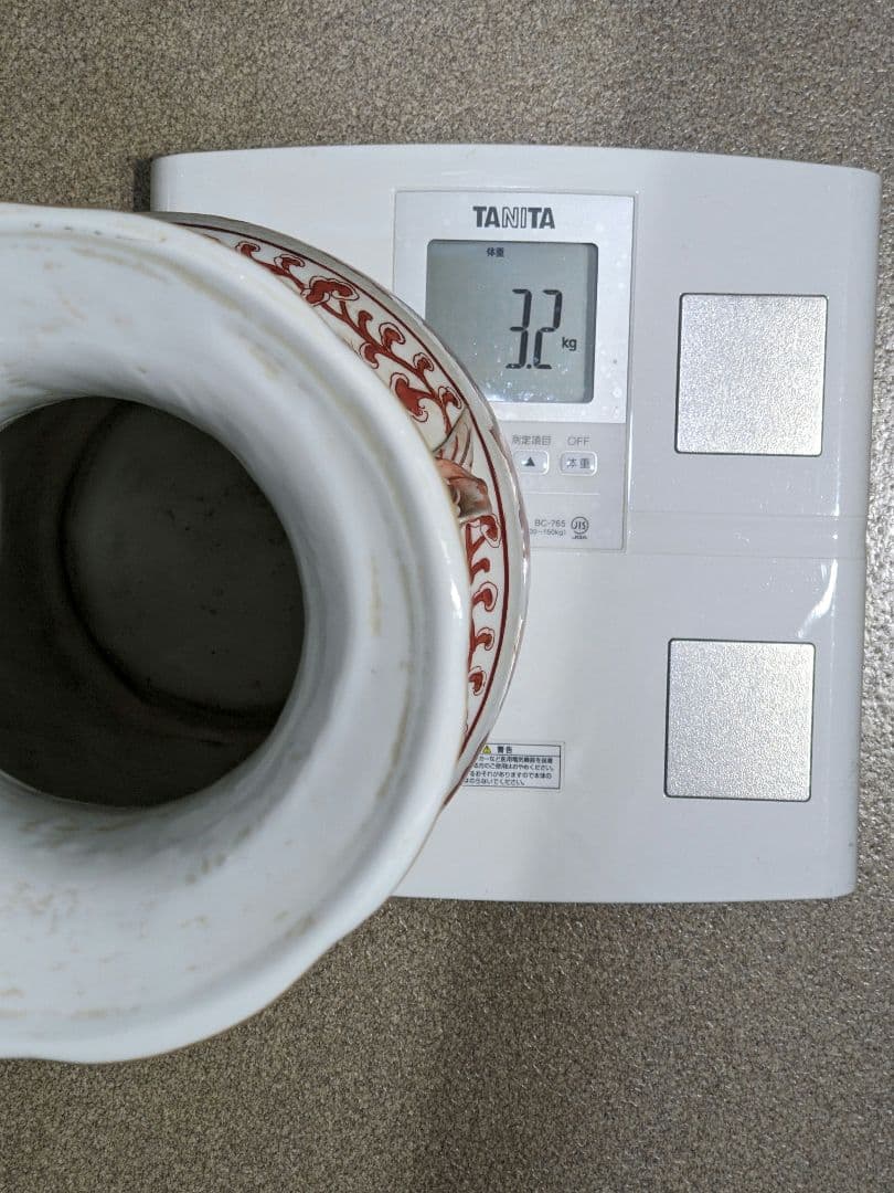 ♦中国陶磁器 紅釉花卉文様 貼花 蕾花双耳瓶 花瓶 民国時代 華東堂製 骨董品