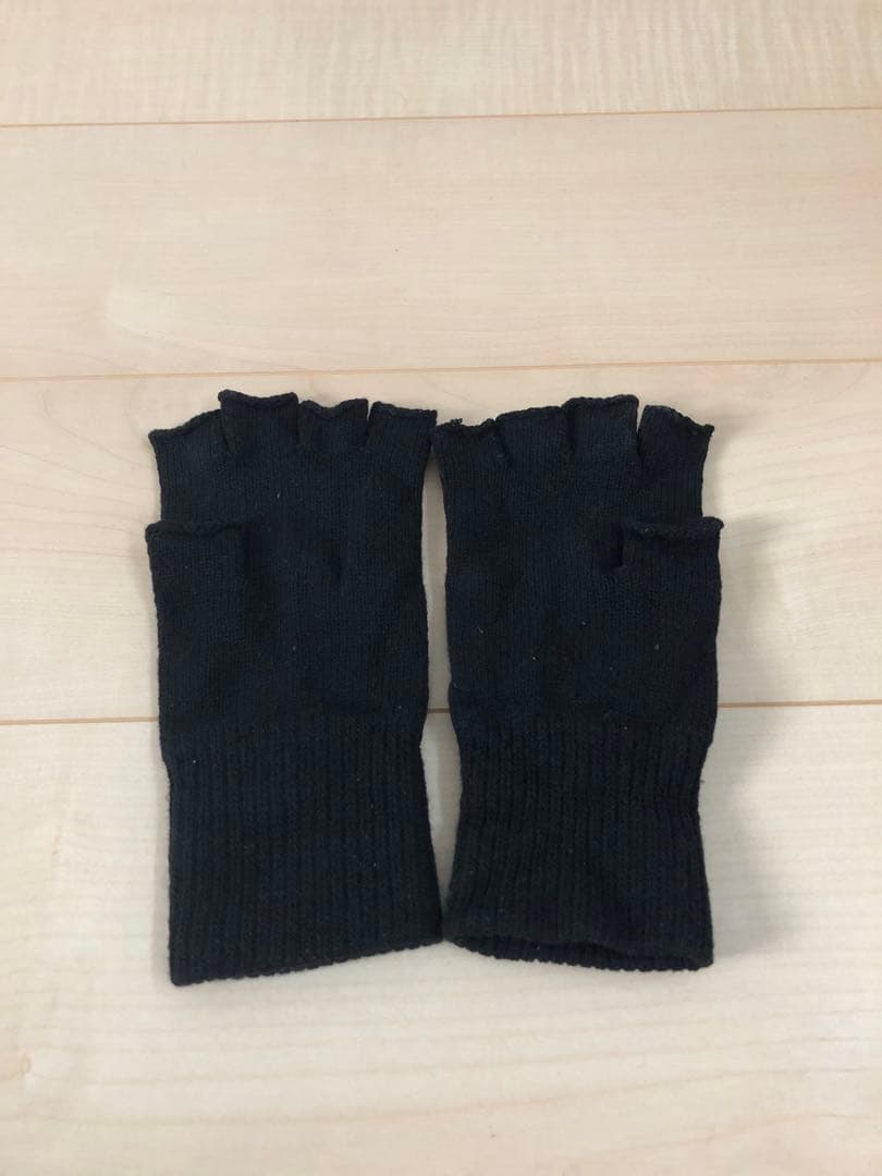 ナンバーナイン ウール 指抜きグローブ 手袋　黒