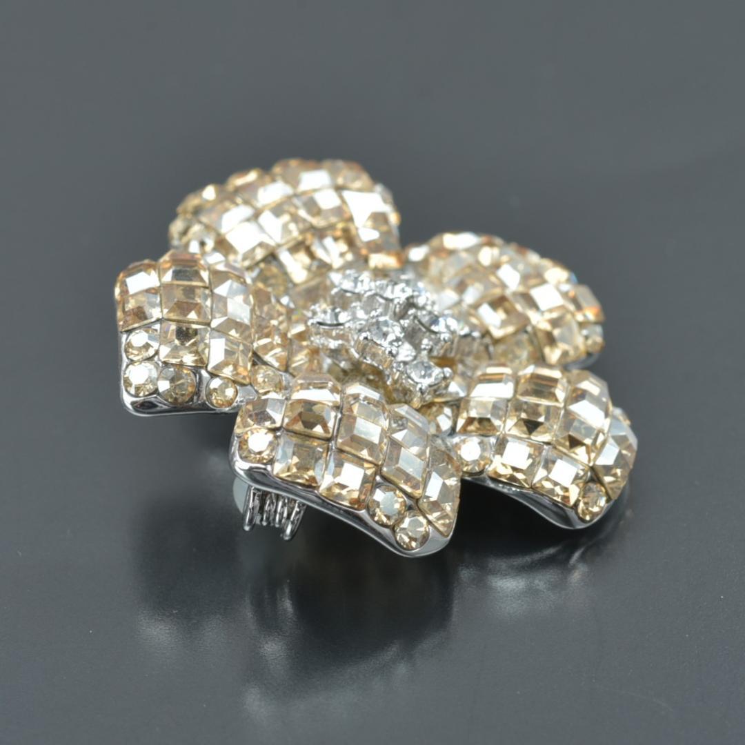 新品 FOXEY ブローチ フラワー ゴールド ラインストーン シルバー 花