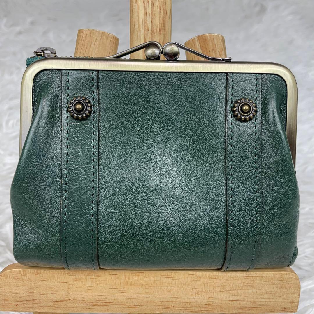 超極美品✨Dakotaダコタ✨リードクラシック✨二つ折り✨がま口✨グリーン✨緑