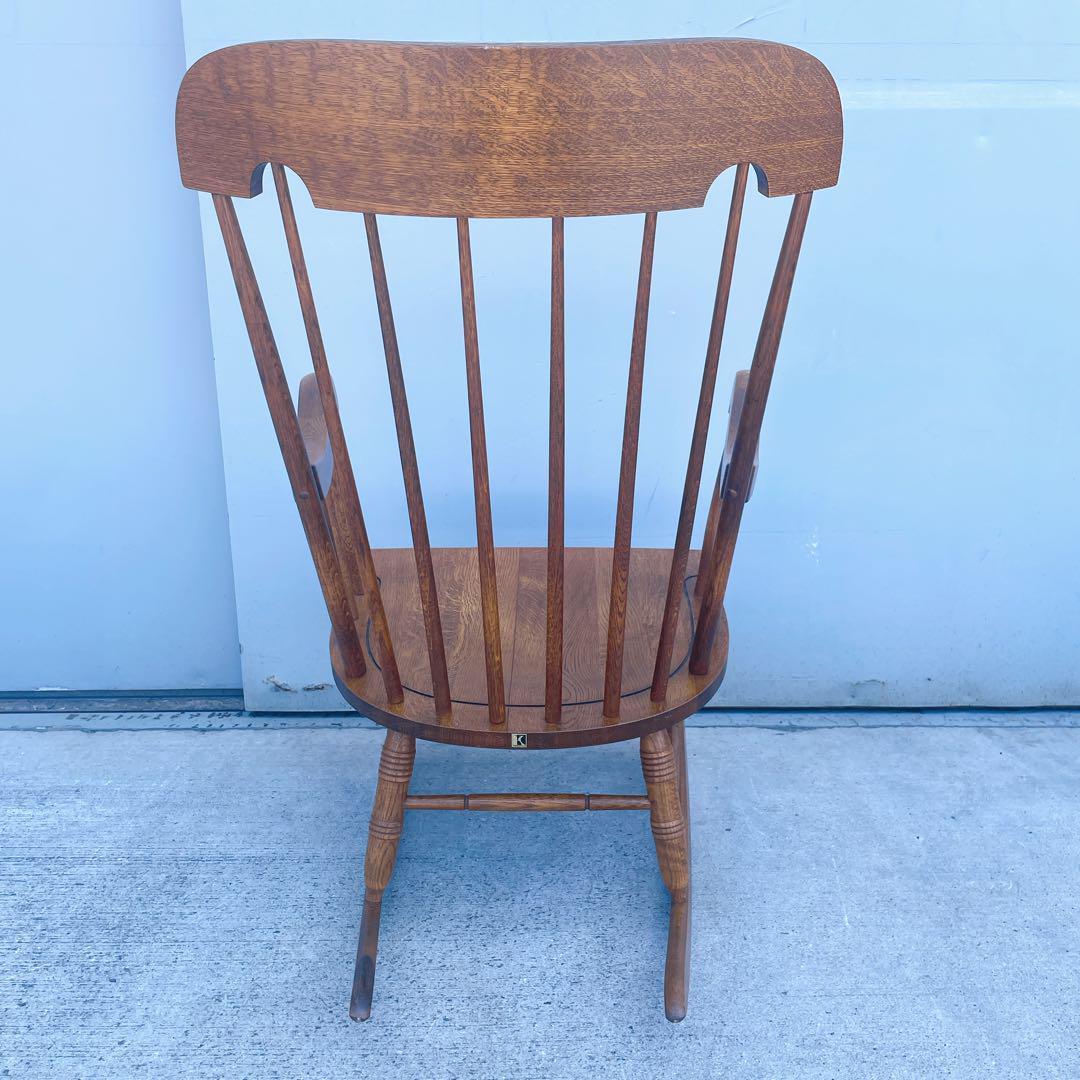 【美品送料込】飛騨産業 キツツキマーク アンティーク 木製ロッキングチェア①