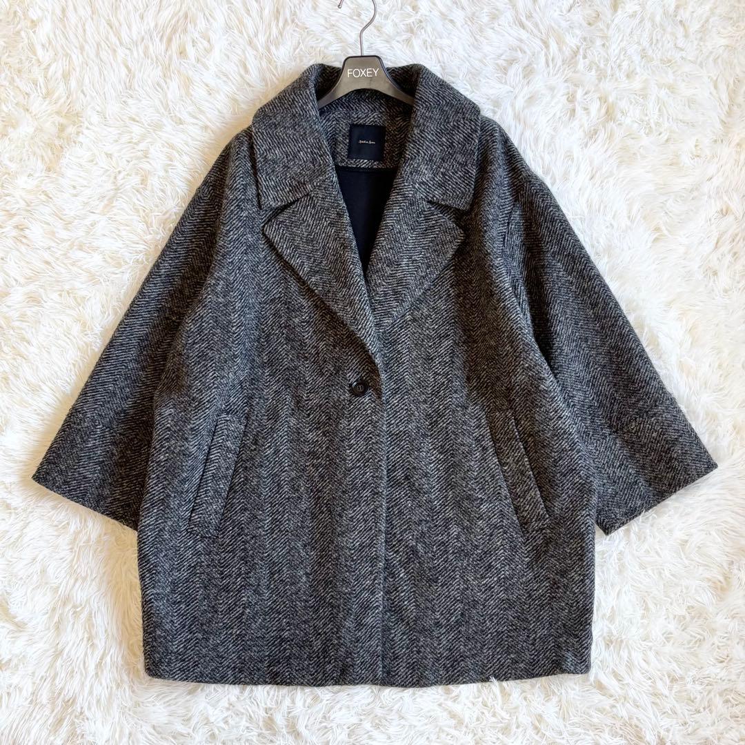 人気✨ スピック＆スパン Wスライバーヘリンボーンミドルコート22AW 38