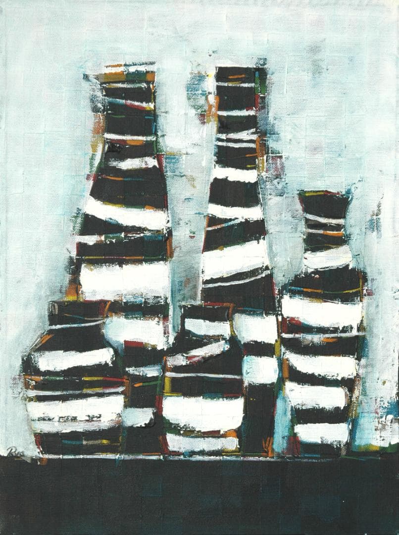 油絵 菅家令子 絵 絵画インテリア額付(青緑＋金色の枠)uF6-063104花瓶