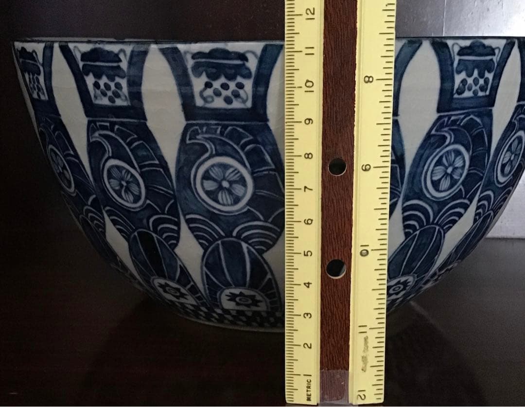 谷中耀子　染付　鉢　径22.3cm 高11.3cm個展作品