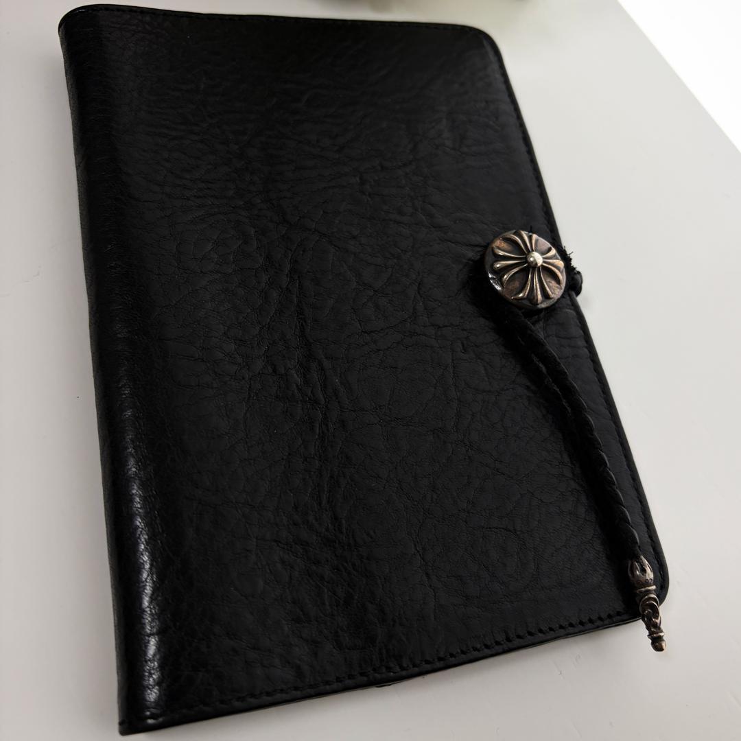 クロムハーツ アジェンダ クロスボールボタンレザーブックカバー 手帳カバー