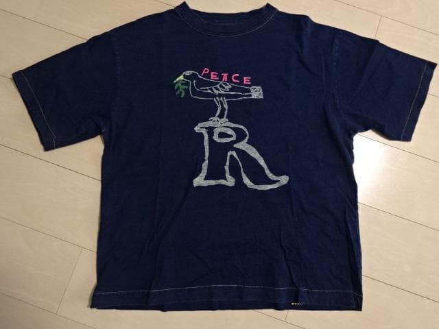 45R ピースバードプリントの90845星Tシャツ インディゴ サイズL
