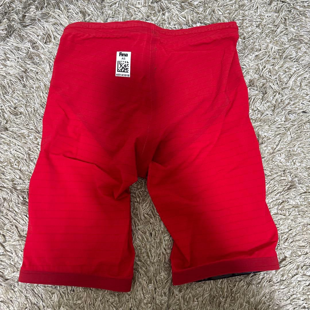 arena 赤 ストライプ 競泳水着 ハーフパンツ