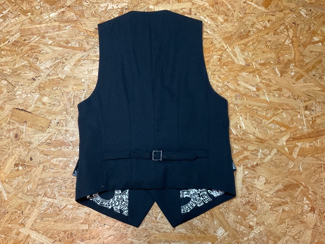ナンバーナイン 日本製 裏地音符柄 ウールベスト ジレ size M