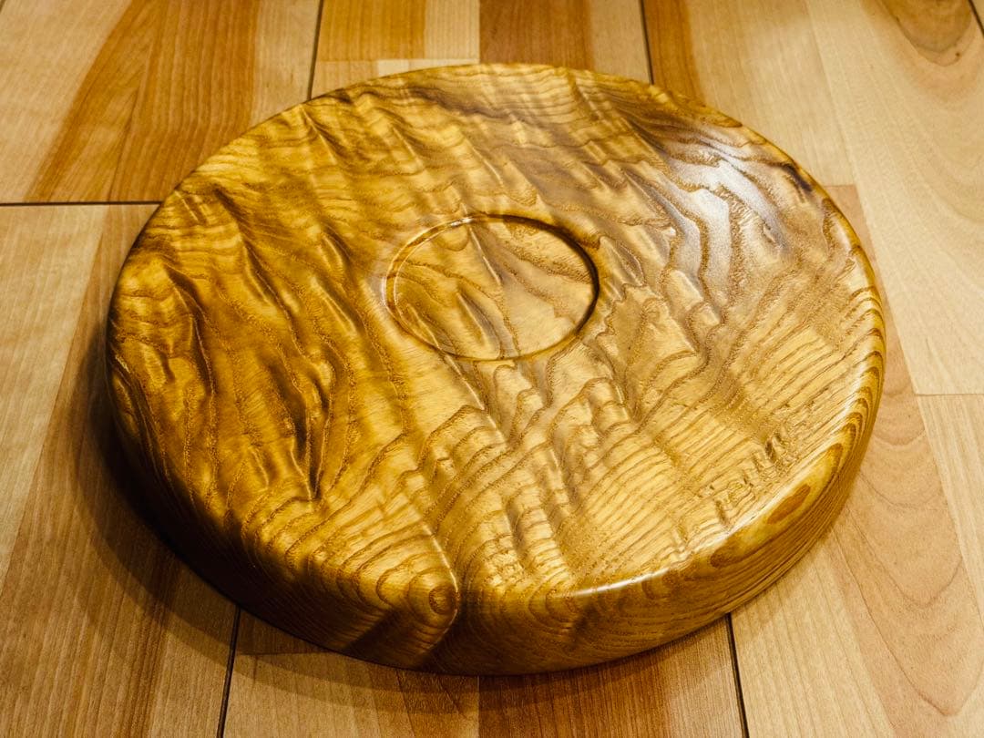 希少 北海道工芸品 瘤杢 木製丸盆 昭和レトロ No.53